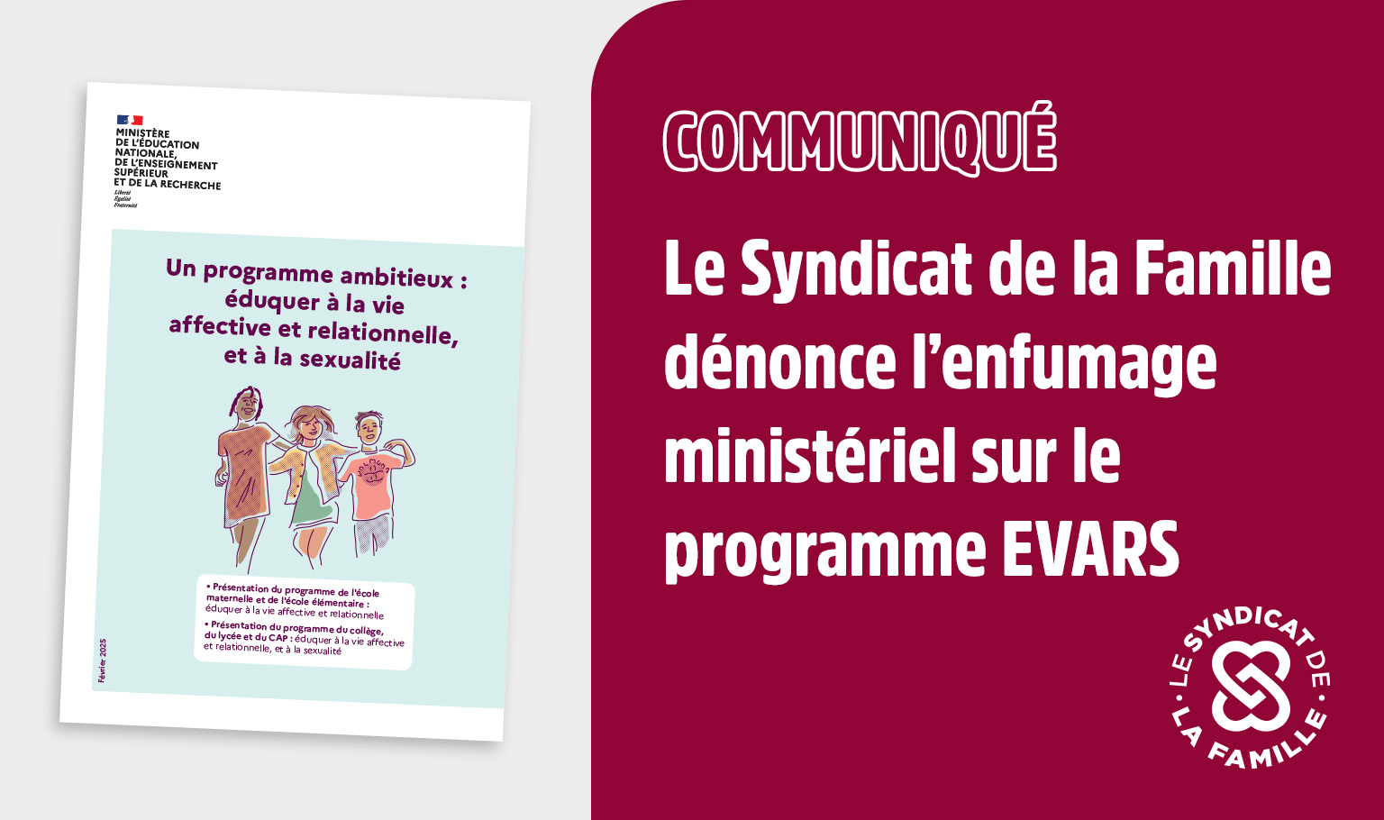 Le Syndicat de la Famille dénonce l'enfumage ministériel sur le programme  EVARS - Le Syndicat de la Famille